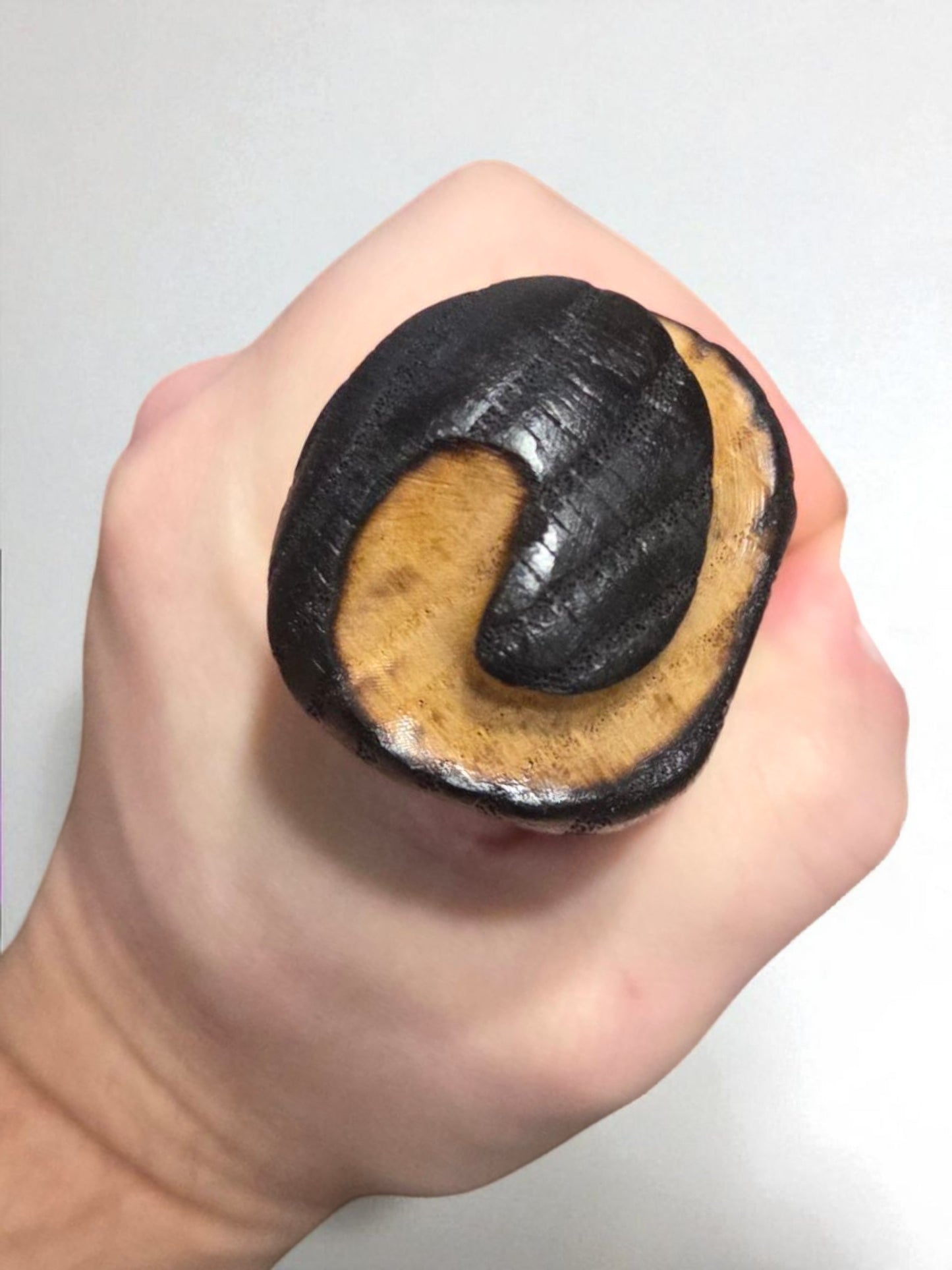 Red Oak Walking Cane with a Full Burnt Spiral