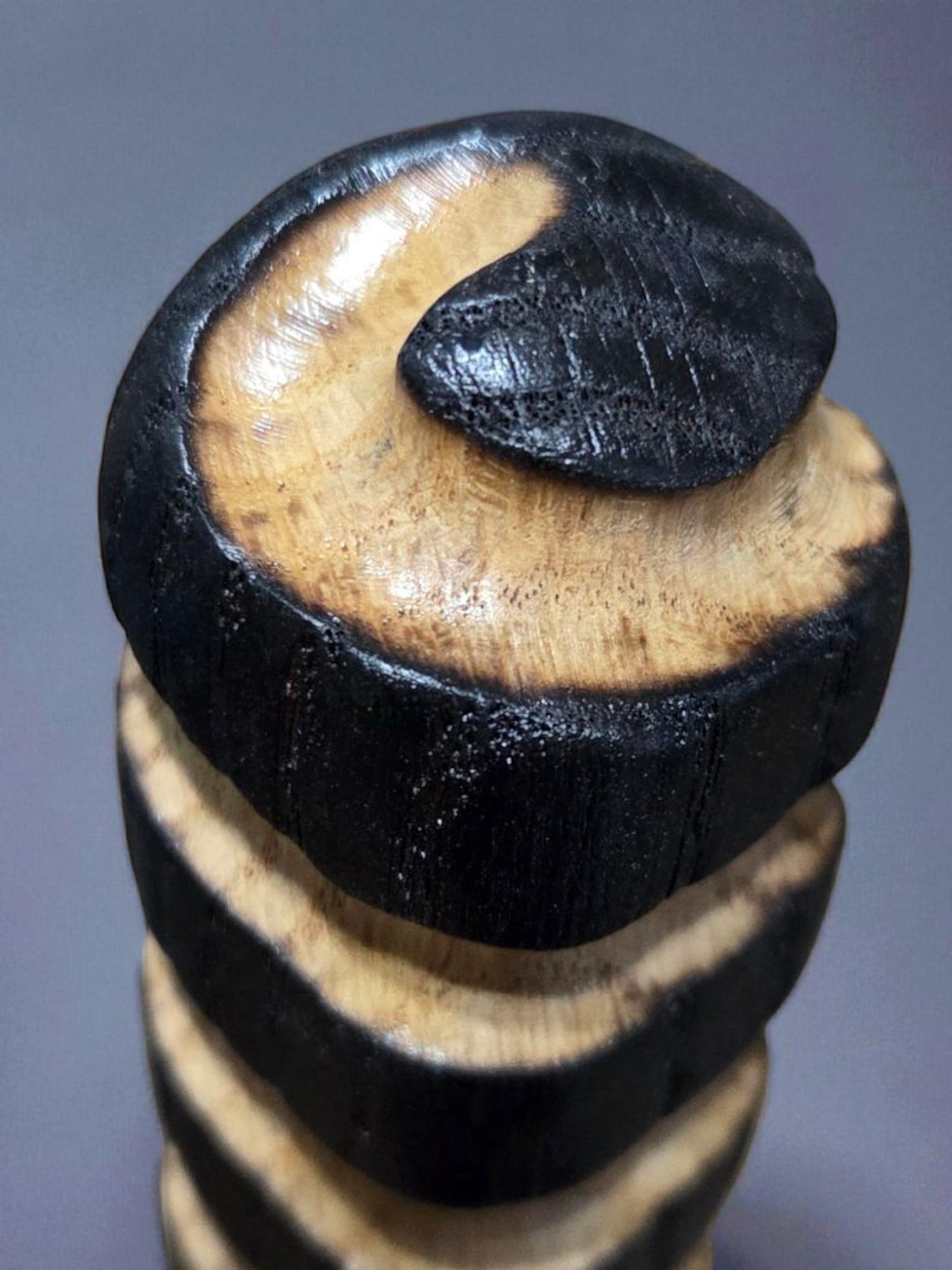 Red Oak Walking Cane with a Full Burnt Spiral