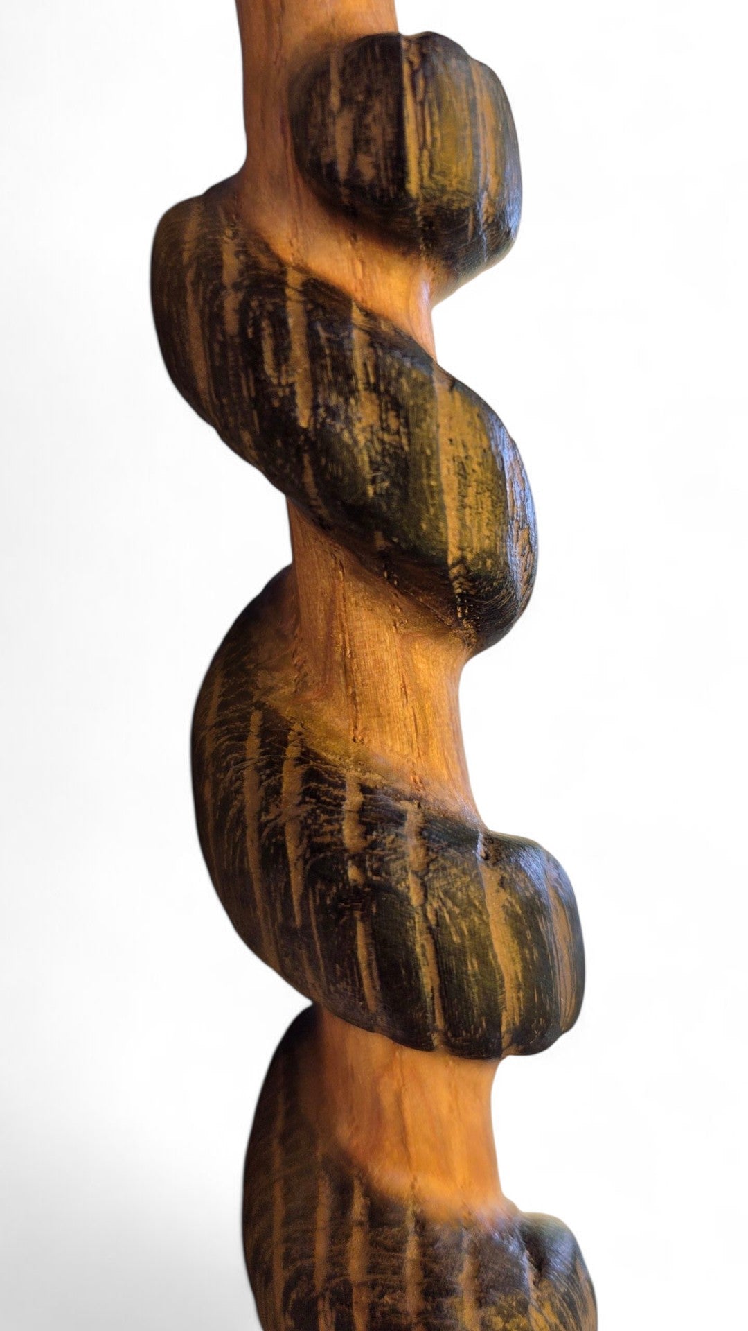 Red Oak Wand with Burnt Half Spiral