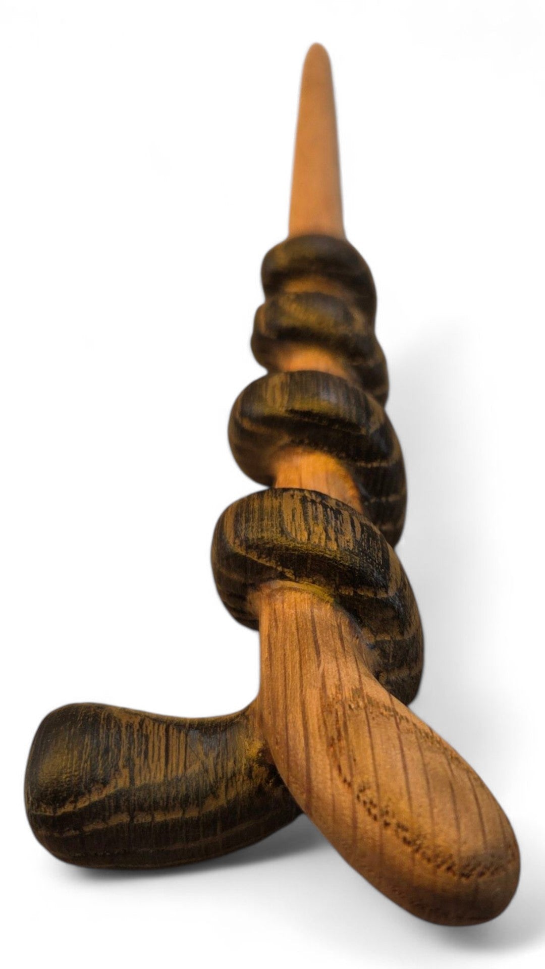 Red Oak Wand with Burnt Half Spiral