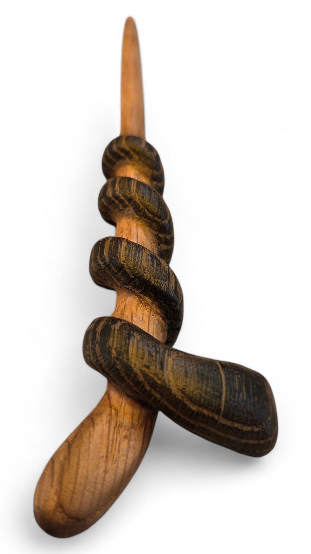 Red Oak Wand with Burnt Half Spiral