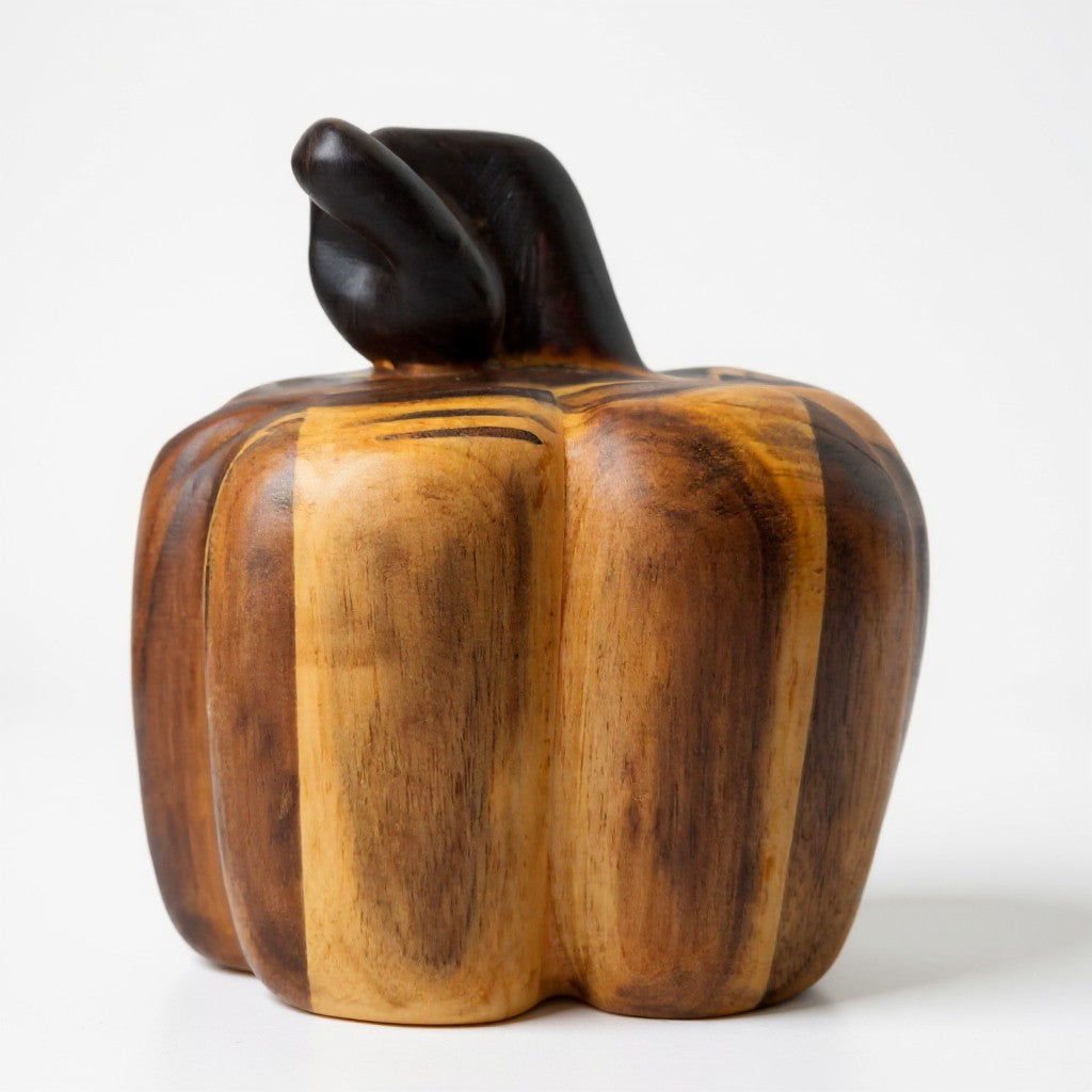 Acacia Edge Glued Pumpkin with a Burnt Stem