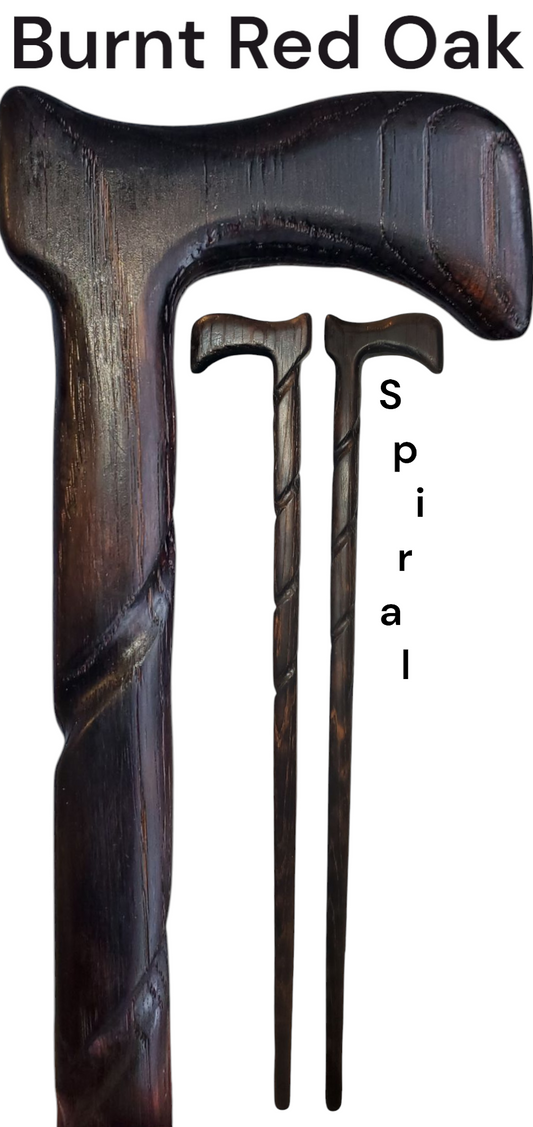 Burnt Red Oak Cane With Half Spiral
