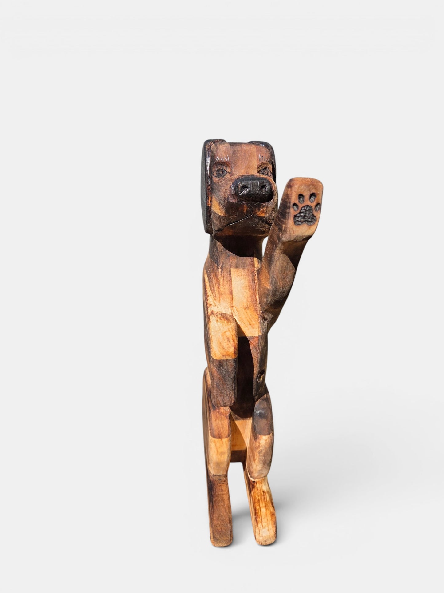 Burnt Edge Glued Acacia Wooden Dog