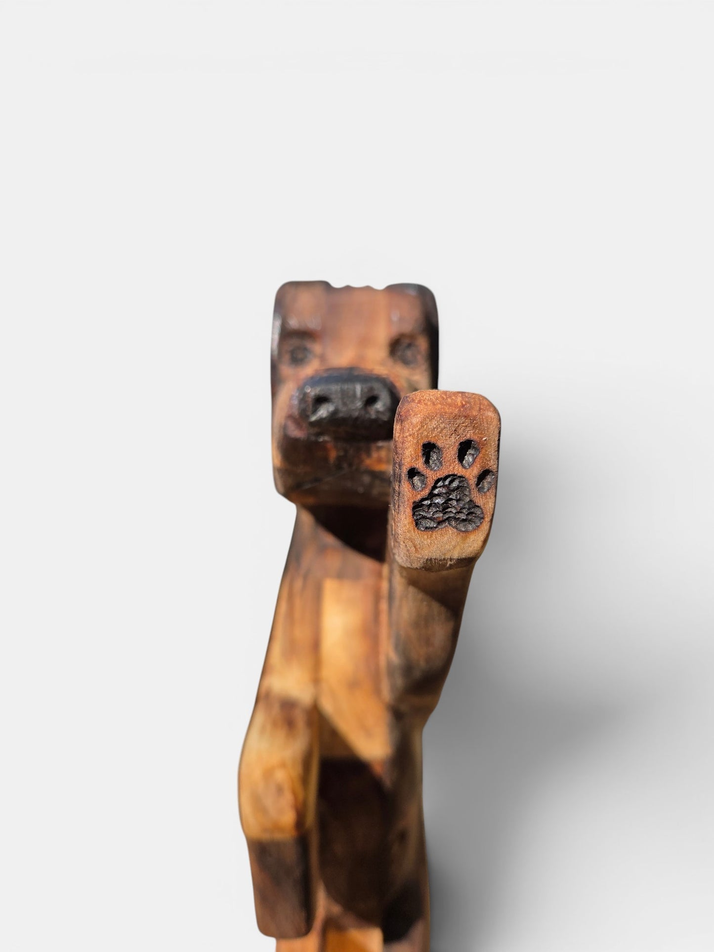Burnt Edge Glued Acacia Wooden Dog