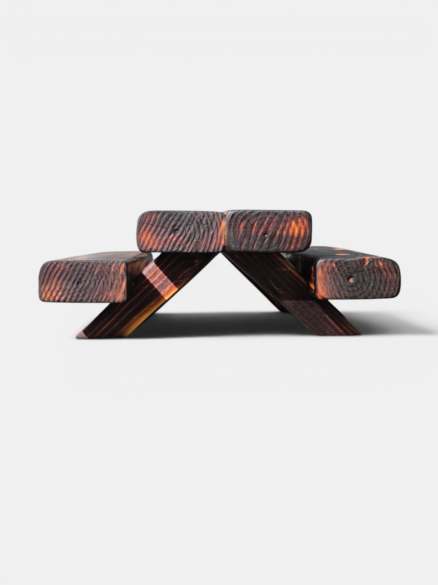 Miniature Burnt Pinewood Picnic Table