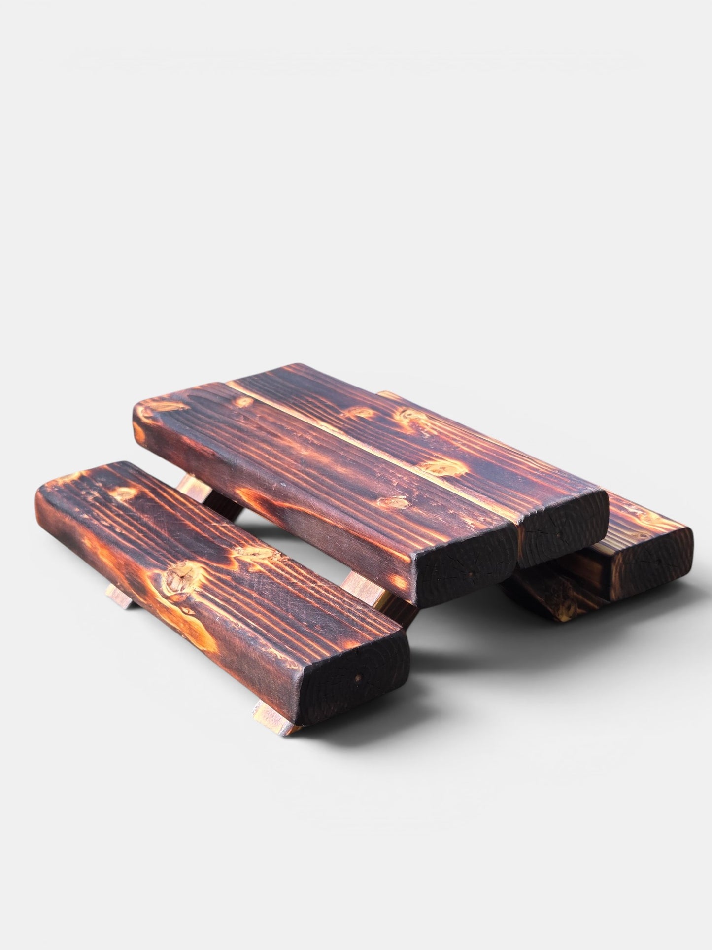 Miniature Burnt Pinewood Picnic Table