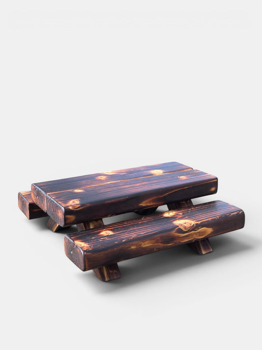 Miniature Burnt Pinewood Picnic Table