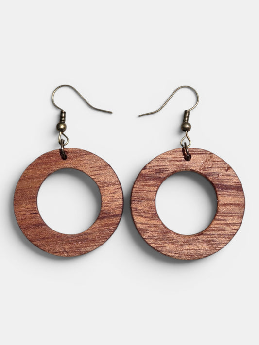 Handmade Mahogany Hoop Earrings