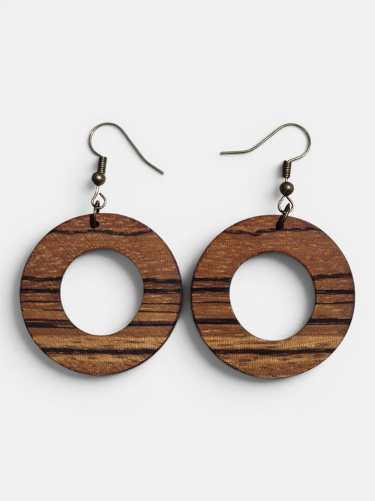 Handmade Zebrawood Hoop Earrings