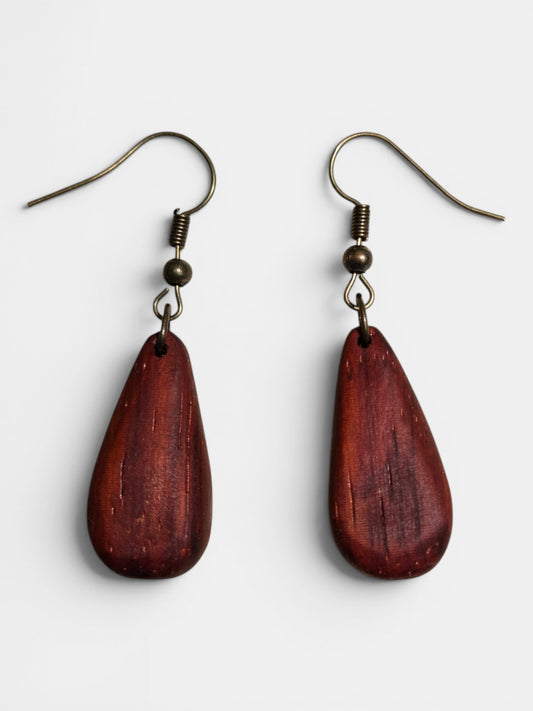 Handmade Padauk Teardrop Earrings