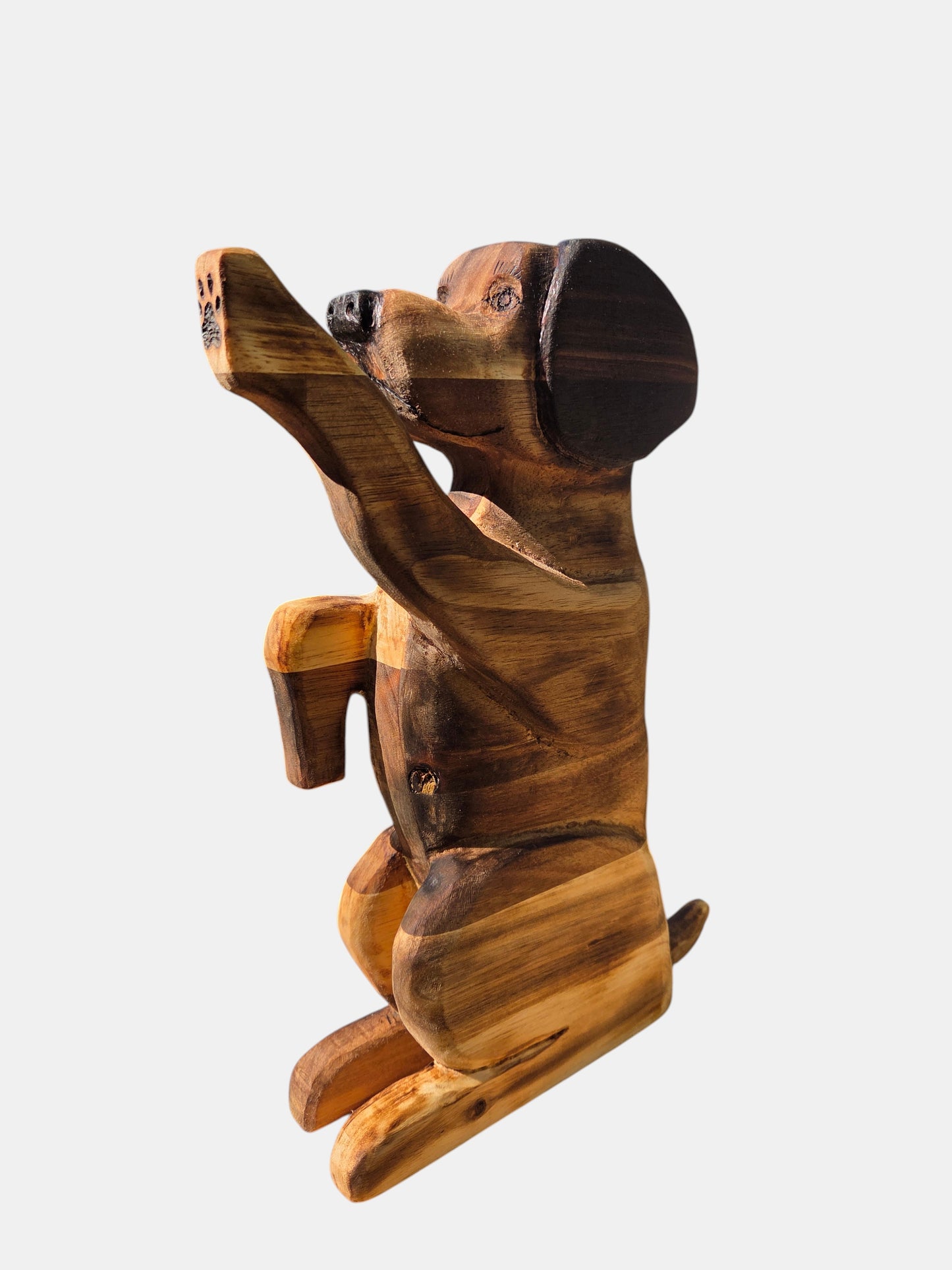 Burnt Edge Glued Acacia Wooden Dog