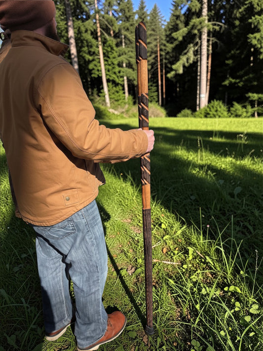 Burnt Red Oak Walking Stick