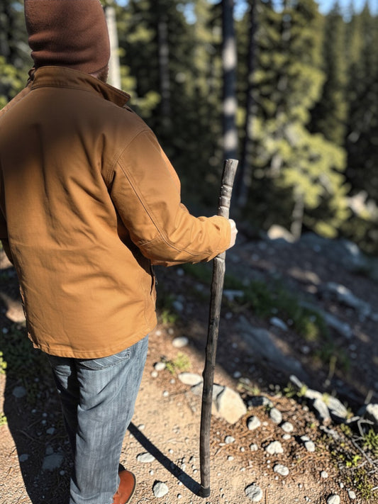 Gray Burnt Hardwood Walking Stick