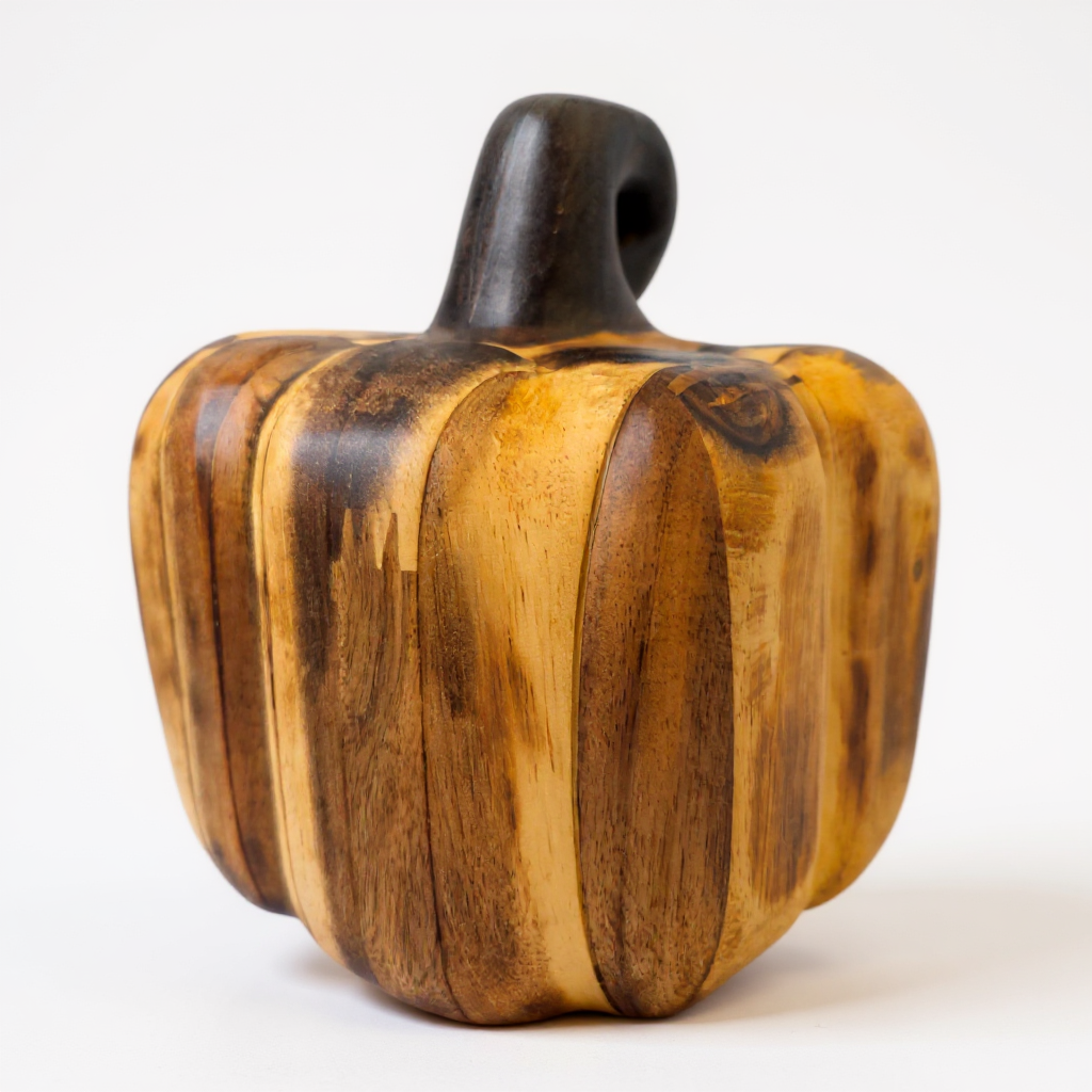 Acacia Edge Glued Pumpkin with a Burnt Stem