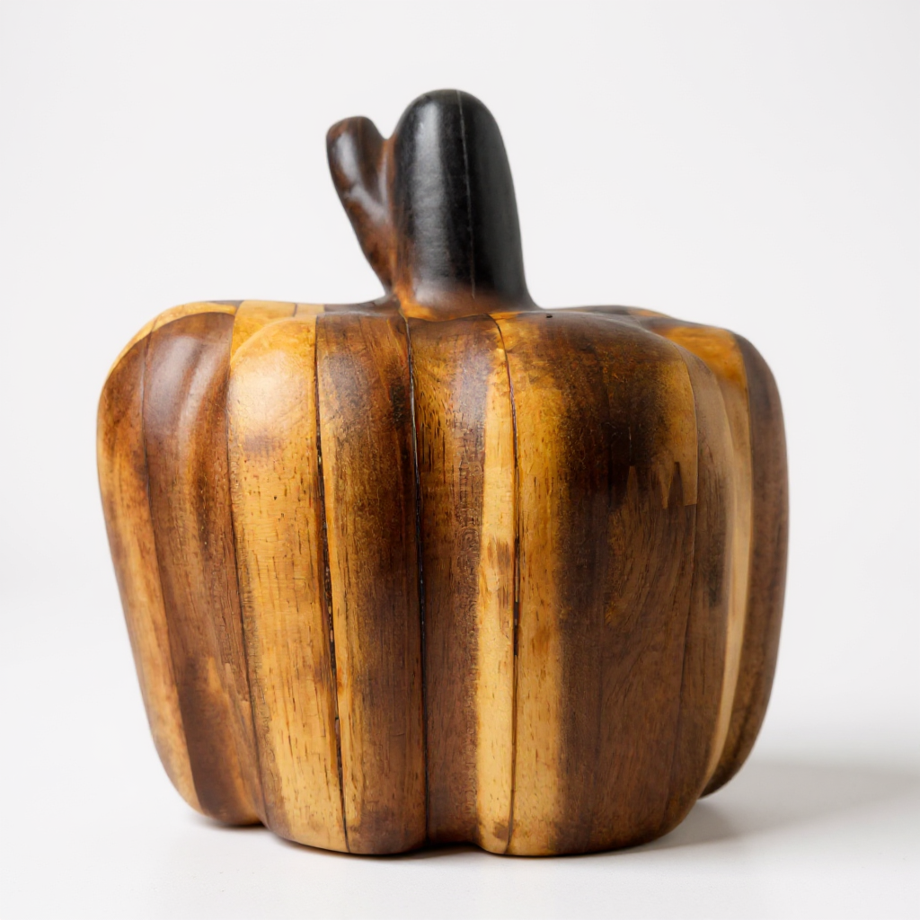 Acacia Edge Glued Pumpkin with a Burnt Stem
