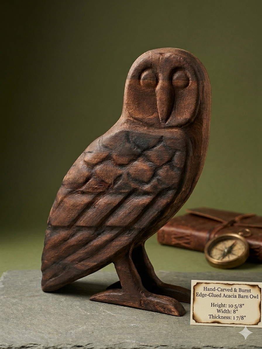 Burnt Edge-Glued Acacia Barn Owl