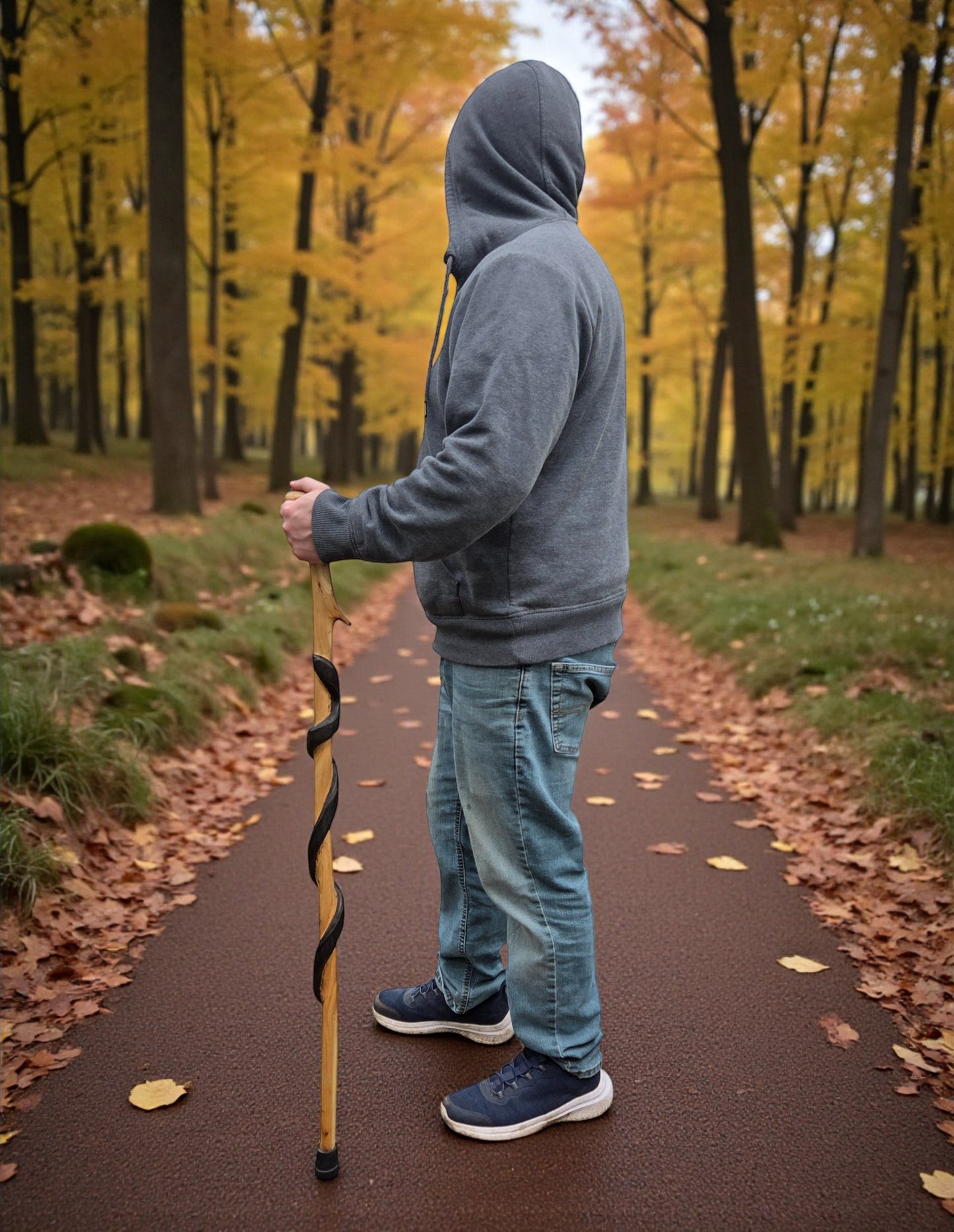 Hardwood Burnt Snake Walking Stick